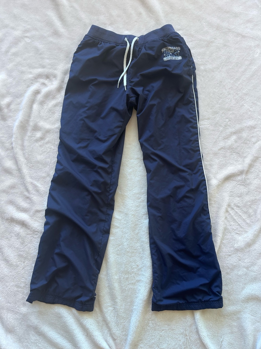 Old Navy Vintage Y2K Navy Blue Girls Jogger Track Pants with White Piping